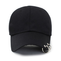 Gorra de béisbol de 6 paneles de mezclilla desgastada con anillos metálicos, unisex, estilo retro urbano, gorra de alto rendimiento, hip hop atrevido, snapback común