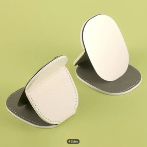 Miroir pliant portable, miroir à rouge à lèvres, miroir de voyage ovale en cuir, cadeau de Noël. - Product Image 4