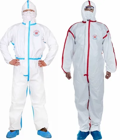 CE Certificated Sf 65gsm Coverall Type 4/5/6 Disposable Coverall With Tape Disposable Hazmat Suit