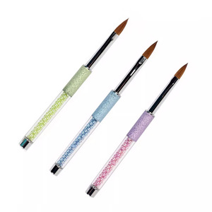 Colorful Pearl Metal Handle 100% Kolinsky Acrylic <b>Nail</b> Brush for Manicure Powder <b>Nail</b> <b>Extension</b> - Product Image 1