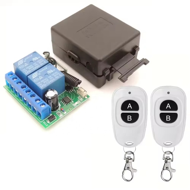 433MHz Rf Wireless Switch DC 12V 2CH Relay Receiver and Transmitter Remote Control for Gate/motor/home Appliance/garage