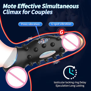 Best-seller Anneau de verrouillage vibrant en silicone rechargeable Produits pour adultes Sex Toy Vente en gros Masturbateur à retard masculin Anneau de pénis - Product Image 3