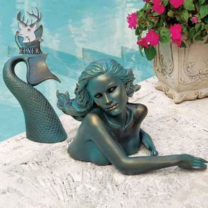 有名な人魚の像ロストワックスブロンズマーメイドウォーターフィーチャーホームプールの装飾のための彫刻 - Product Image 2