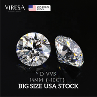 Viresa Stock local américain avec Moissanite certifiée D VVS 10 carats 14 mm taille brillant rond Moissanite en vrac