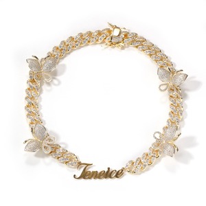 Top Icy Unico di Disegno Della Farfalla Del Rhinestone Choker <span class=keywords><strong>Con</strong></span> Personalizzati <span class=keywords><strong>Nome</strong></span> Pendenti Instagram Pendente Della Collana Lettera Iniziale - Product Image 2