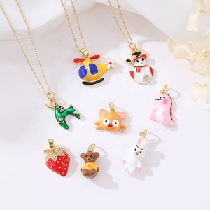 2025 dibujos animados Rosa dinosaurio coño colgante rojo circón fresa colgante avión conejito muñeco de nieve colgante para mujer joyería regalo - Product Image 1