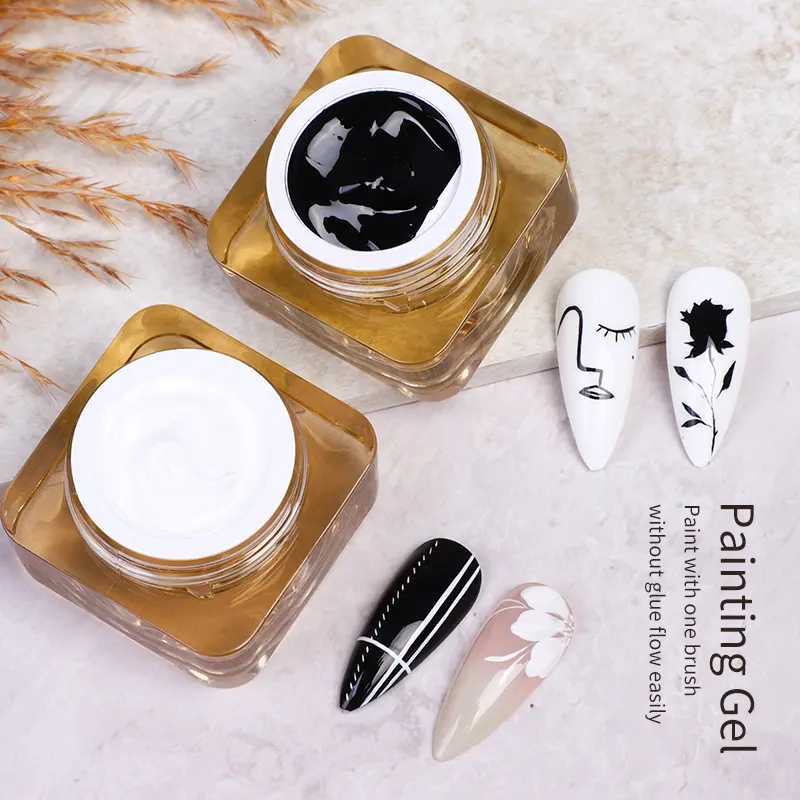 AI LA NUO Custom Nail Painting Gel Square Jar Private Label Color Soak Off Led Uv Gel Paint For Nail Art