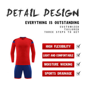 Seragam Lengan Panjang Jersey Sepak Bola Pria Pakaian Olahraga yang Dapat Dipersonalisasi Set Jersey Kosong - Product Image 2
