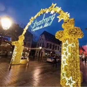 Luar ruangan tahan air grosir 3D LED bingkai kawat Festival Natal pernikahan dekorasi tiang tali jalan lengkungan terowongan Motif cahaya - Product Image 2