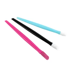 Professional Nail Art Tool Easy to Use Pink Plastic Cuticle Pusher Remover with Double Side Private Label Rubber Grip