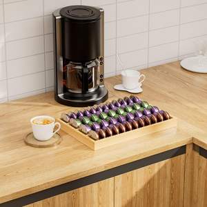 Support de rangement réutilisable en bambou pour dosettes de café, insert de tiroir pour comptoir, compatible avec les <span class=keywords><strong>capsules</strong></span> <span class=keywords><strong>Nespresso</strong></span> Vertuo Vertuoline - Product Image 6