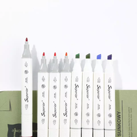 Vente chaude 216 Couleur Thin Line Alcohol Marker Pen Écriture à double tête avec Fine Flat Nib Non effaçable Permanent InkRetention
