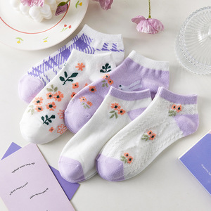 Women's Breathable Ankle <b>Socks</b> Thin Spring Summer Cotton Floral Pattern Casual <b>Socks</b> - Product Image 2