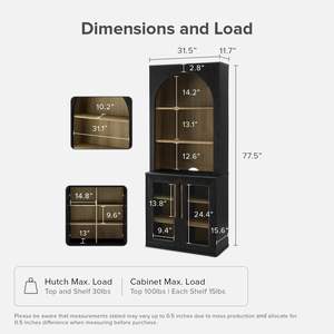 Blake Hutch Unité De Rangement Buffet Buffet Cuisine Placard Café Station Trophée <span class=keywords><strong>Vitrine</strong></span> avec Étagère De Porte pour Salon - Product Image 3