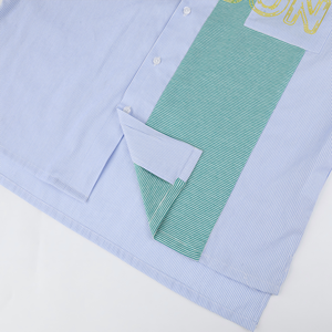 New Arrival 100% Cotton Men's Printed <strong>Patchwork</strong> Stripes Short Sleeve <strong>Shirts</strong> - Product Image 6