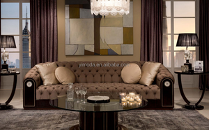 Divano <span class=keywords><strong>Moderno</strong></span> di Lusso per Soggiorno in Stile Villa Antica, Divano Dritto con Bottoni Trapuntati Marrone, <span class=keywords><strong>Arredamento</strong></span> per la <span class=keywords><strong>Casa</strong></span>, Mobili Personalizzati - Product Image 4