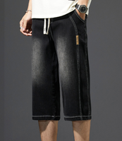 Été slim mode simple avec pantalon capri en denim tendance respirant pour hommes