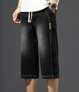 Estate slim alla moda semplice con pantaloni capri in denim da uomo di tendenza traspirante - Product Image 4