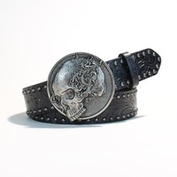Neuer Retro-Punk-Totenkopfgürtel Vielseitiger Modischer Taillengürtel Unisex Stilvoller Dekorativer Gürtel für Jeans
