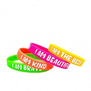 Motivational Quote Rubber Wristbands Colored Inspirational Silicone Bracelets Stretch Unisex Wristbands for Women Men <b>Gifts</b> - Product Image 2
