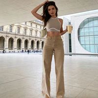 Jean ample Y2K pour femme, taille haute, extensible, jambe large, décontracté, confortable, en denim, style mom, délavé