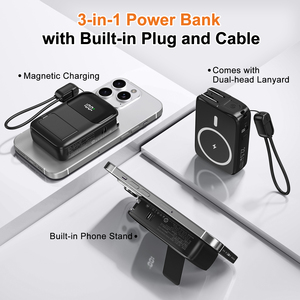 <b>Magnetic</b> Wireless Power Bank 10000mAh Portable 22.5W PD Fast <b>Charging</b> Built-in <b>Cables</b> LED Display Battery Pack - Product Image 3