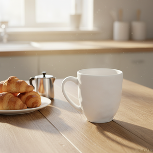 סטים של כלי אוכל מלמין בצבע לבן-זהב, בעיצוב סקנדינבי מודרני, איכותי, ידידותי למשתמש, ניתן להתאמה אישית, עם גימור מט וטבעת אחיזה אחת. - Product Image 1