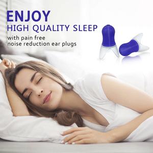 Bouchons d'oreilles en silicone bleu pour enfants et adultes, réduction du bruit, bouchons d'oreilles pour avion, réutilisables avec étui en plastique et boîte en papier - Product Image 2