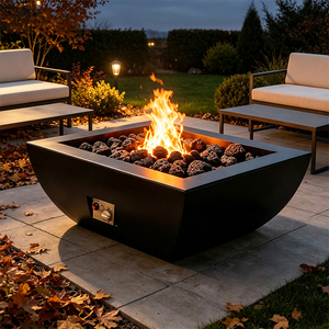 Brasero à gaz propane Gnee Garden Factory personnalisé en acier semi-galvanisé avec allumage électronique et télécommande, finition noir mat - Product Image 1