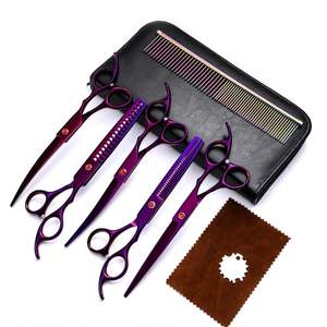 Kit de Tijeras de Peluquería Canina KingHon, con Punta Redonda de Seguridad, de Acero Inoxidable, para Recortar y Adelgazar el Pelo de Mascotas, con Tijeras Rectas y Curvas - Product Image 4