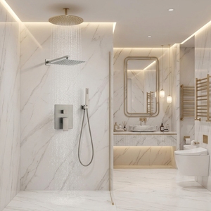 Ensemble de pluie <span class=keywords><strong>thermostatique</strong></span> <span class=keywords><strong>noir</strong></span> carré pour salle de bain Garniture de <span class=keywords><strong>douche</strong></span> dissimulée Mélangeur de système de baignoire avec grand pommeau de <span class=keywords><strong>douche</strong></span> et poche unique - Product Image 5