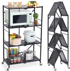 Nuevo producto, venta al por mayor, estante de almacenamiento de hierro plegable, ruedas giratorias, estante de cocina para el hogar, almacenamiento eficiente - Product Image 1