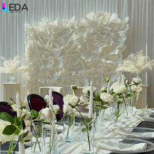 LEDA New Design High Quality Event Party Artificial Flower Wall Backdrop Decor White <b>paper</b> flower Wall - Product Image 2