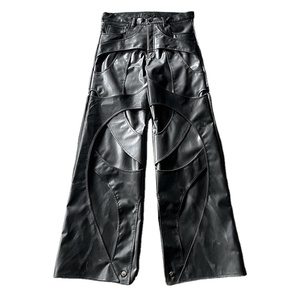 Giacca a vento aderente Casual alla moda nera con pantaloni <span class=keywords><strong>Cargo</strong></span> in pelle sintetica pantaloni Unisex in cera d'olio pantaloni <span class=keywords><strong>larghi</strong></span> da uomo - Product Image 6