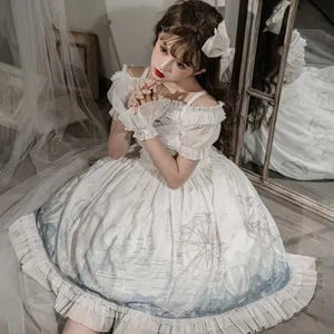 Thời Trang Chất Lượng Cao Ngắn Tay Áo Bóng Gown Đảng Lolita Vestido Trang Phục Tây Ban Nha Đảng Wear Lolita Wedding Dress
