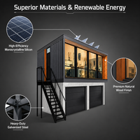 Maison conteneur résidentielle de luxe avec énergie solaire, mini-maison modulaire préfabriquée, garage, atelier, cabane d'invités pour jardin
