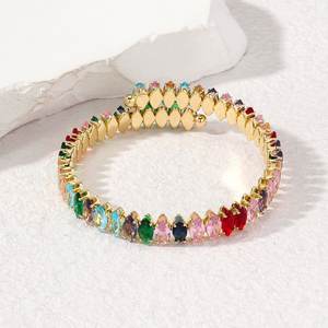 Bracelets papillon en cristal de diamant scintillant, délicats, plaqués or, avec pampilles en coquillage, émail, yeux maléfiques, sertis de zircon cubique - Product Image 1