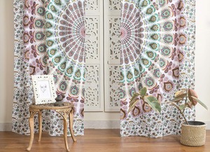 Rideaux Mandala Paon Bohème, Draperies Indiennes Hippie Multicolores pour la Décoration de Chambre et de Salon - Product Image 5