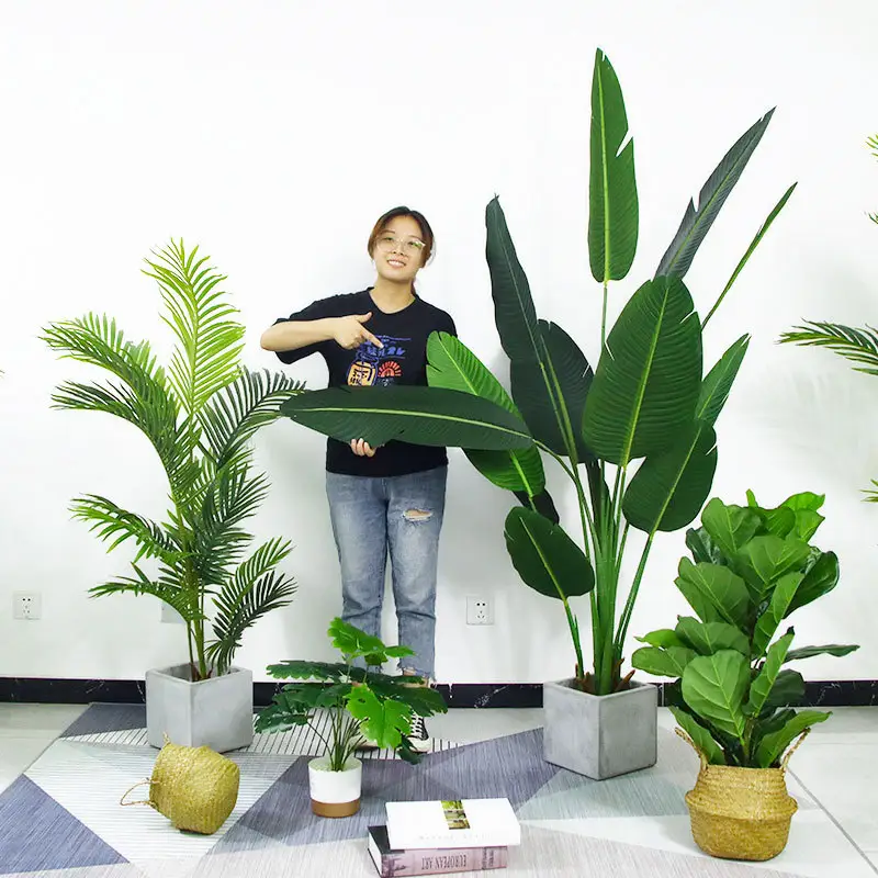 Arbre décoratif artificiel vert naturel de haute qualité, grande simulation de palmier, arbres artificiels, 1 pièce, M244
