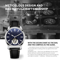 Fabricant OEM ODM de montres personnalisées avec logo, montres mécaniques automatiques Tourbillon, cadran en pierre œil-de-tigre, acier, cuir.