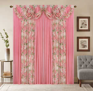 Rideaux de fenêtre de luxe en gros à 2 panneaux avec cantonnière intégrée, voiles imprimés floraux, décoration <span class=keywords><strong>textile</strong></span> pour la maison - Product Image 6