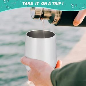 12oz Sublimation Stainless Steel Egg Shape Insulated Tumbler Wine Cup with Lid <b>Portable</b> <b>Vacuum</b> Travel Mug for Home and Office - Product Image 4