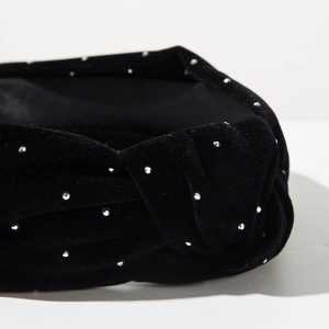 Serre-tête noué en velours orné de strass, Cerceaux à <span class=keywords><strong>cheveux</strong></span> noués en velours incrustés de cristaux, Accessoires capillaires élégants pour femmes pour l'automne et l'hiver - Product Image 5