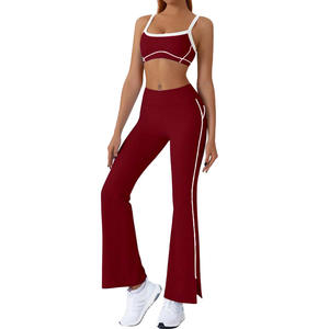 Activewear-Hersteller Neues 2-teiliges Fitness-Set Weiches Nude-Strick Rückenfreies Sport-BH Shorts Leggings Damen Trainingsanzug Set - Product Image 3