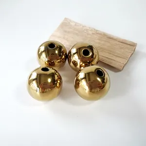 Accessoires artisanaux de corée, sphère creuse en acier inoxydable, placage doré, boule d'or avec trou, 25mm