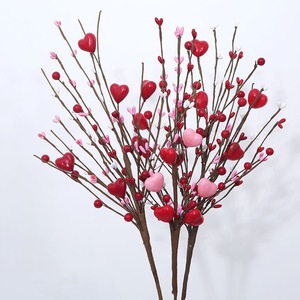 Rami di Bacche a Forma di <span class=keywords><strong>Cuore</strong></span> per San Valentino, Decorazioni Floreali Artificiali con Bacche Rosse per Arredamento Casa - Product Image 1