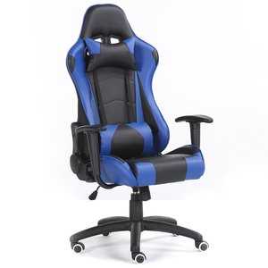 <span class=keywords><strong>Chaise</strong></span> de bureau inclinable 2D fonctionnelle à roulettes en cuir bleu, idéale pour le gaming, avec logo personnalisé, vente en gros à prix abordable - Product Image 1