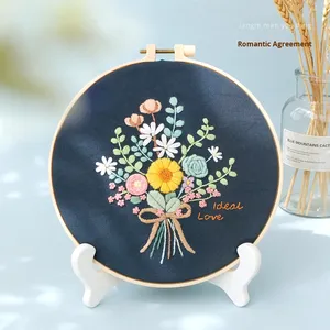 DIY 크로스 스티치 손 자수 키트 세트 초보자를위한 꽃 수제 린넨 선물 DIY 키트 - Product Image 6