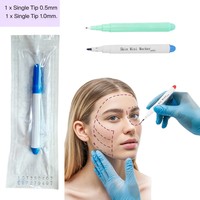Stylo Marqueur Permanent Effaçable pour la Peau, Format Mini, à Base d'Eau, Pointe Fine en Polyester de 1 mm, Applications Chirurgicales, Cosmétiques, Tatouages, Piercings