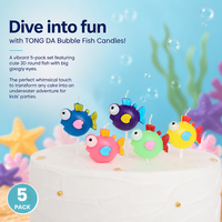 Beliebte Unterwasser-Party-Deko für Kinder: Umweltfreundliche 5-teilige Leuchtende Mehrfarbige 3D-Blasenfisch-Kerzen
